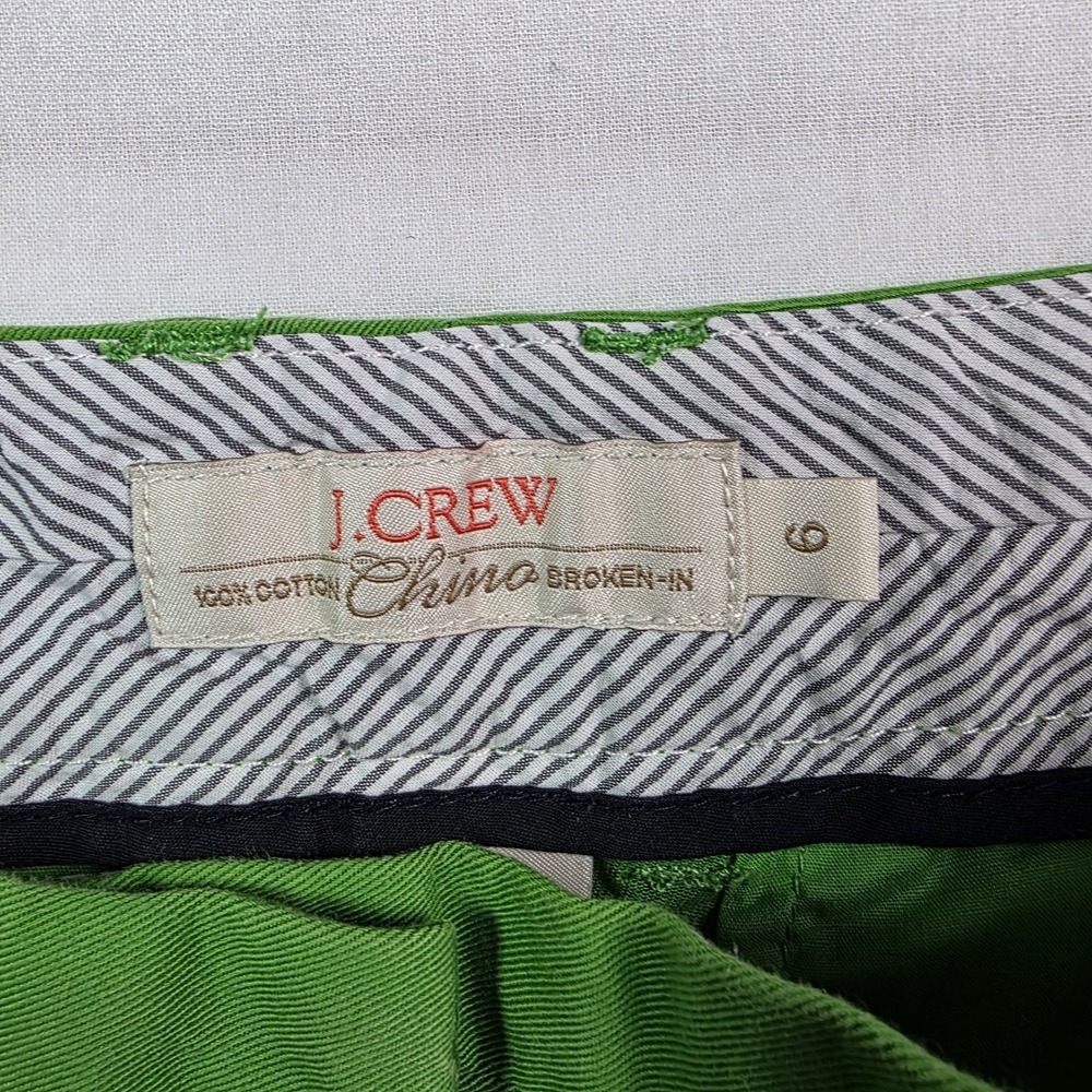 J. Crew Women's 6 Green Broken-In Chino Flat Front 100% Cotton Casual Shorts - Picture 4 of 7